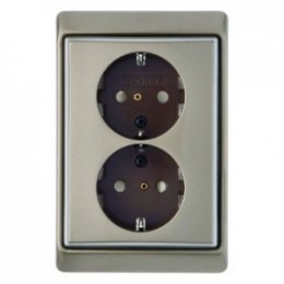 47299011 Двойная штепсельная розетка SCHUKO с рамкой цвет: светло-бронзовый, лак Arsys Berker