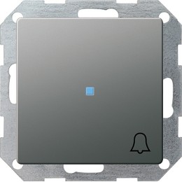 028620 Клавиша с пиктограммой "звонок" и контрольным окном Сталь Gira E22