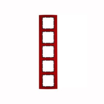 10153012 Рамка B.3 Красный / Антрацит 5-постовая вертикальная Berker