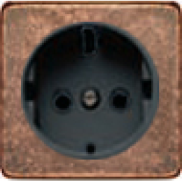FD04335RU-M Обрамление розетки 2К+З черный, цвет Rustic Cooper FEDE