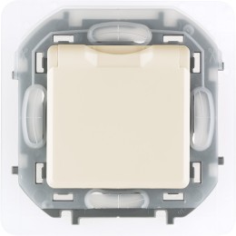 Розетка 2К+З IP 44 с откидной крышкой и шторками - немецкий стандарт - 16 А - 250 В Слоновая кость Legrand INSPIRIA 673741