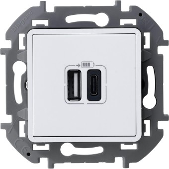 Зарядное устройство с двумя USB-разьемами A-C 240В/5В 3000мА Белый Legrand INSPIRIA 673760