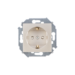 1591443-034 Розетка с заземлением Schuko со шторками, 16А 250В, винтовой зажим, шампань Simon 15