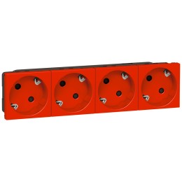 077274 Mosaic Розетка 4Х2к+З немецкий стандарт 45° красная Legrand