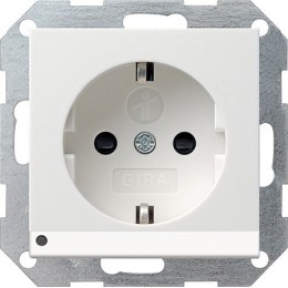 117003 Розетка со светодиодной подсветкой белый глянец Белый Gira