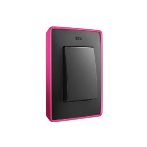 8201610-261 Рамка декоративная, 1 пост, Select, Simon 82 Detail Neon, графит-розовый