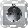 046226 Розетка с защитой от детей и полем для надписи Алюминий Gira