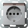 045726 Розетка с заземляющими контактами и полем для надписи Алюминий Gira