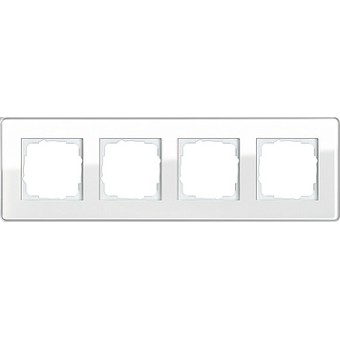 0214512 Рамка Esprit Glass C Белое стекло 4-постовая Gira