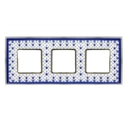 FD01473AZCB Рамка Belle Epoque Porcelain Blue lys / Bright chrome 3-постовая гор/верт. Fede