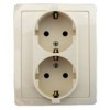 1590456-031 Розетка двойная с заземлением Schuko, винтовой зажим, 16А 250В, слоновая кость Simon 15
