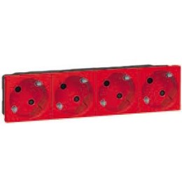 077274 Mosaic Розетка 4Х2к+З немецкий стандарт 45° красная Legrand