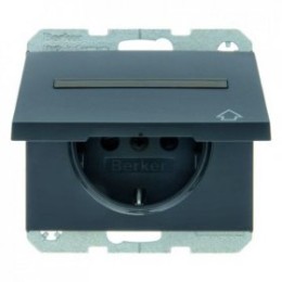 47527206 Штепсельная розетка SCHUKO с откидной крышкой и полем для надписи цвет: антрацит, матовый K.1 Berker