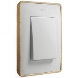 8201610-270 Рамка декоративная, 1 пост, Select, Simon 82 Detail, белый-дерево (Бук)