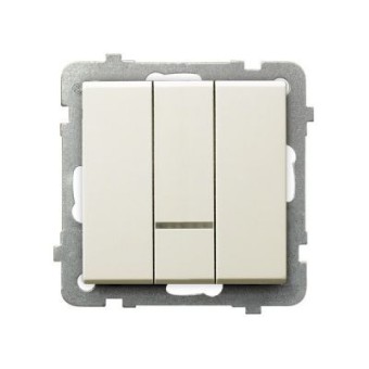 Ospel Sonata Бежевый Выключатель 3-клавишный с подсветкой, без рамки LP-13RS/m/27