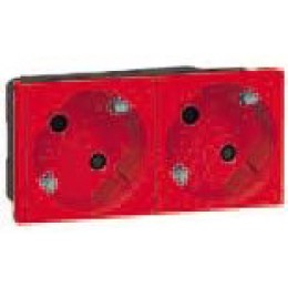 077272 Mosaic Розетка 2Х2к+З немецкий стандарт 45° красная Legrand