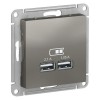 ATN000933 Atlasdesign USB Розетка, 5В, 1 порт x 2,1 А, 2 порта х 1,05 А, механизм, Сталь Schneider Electric
