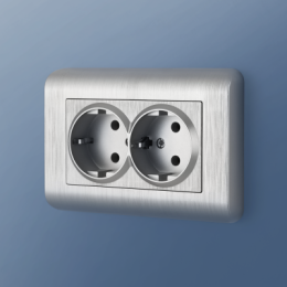 WL12-Frame-01-DBL Рамка для двойной розетки (серебряный) Stream Werkel a041872