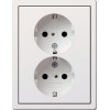 0783112 Двойная розетка с заземляющими контактами с защитой от детей и пиктограммой с установочной рамкой Белый Gira F100