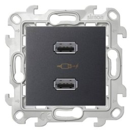 2411096-038 Зарядное устройство розетка 2хUSB, графит Simon 24