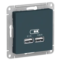 ATN000833 Atlasdesign USB Розетка, 5В, 1 порт x 2,1 А, 2 порта х 1,05 А, механизм, Изумруд Schneider Electric