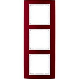 10133022 Рамка B.3 Красный / Полярная белизна 3-постовая вертикальная Berker