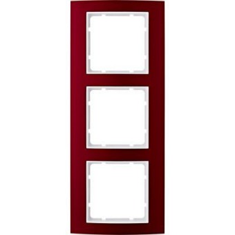 10133022 Рамка B.3 Красный / Полярная белизна 3-постовая вертикальная Berker