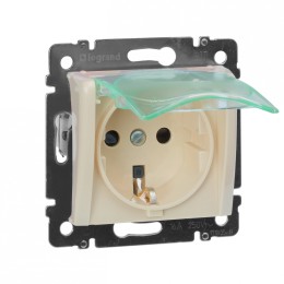 774120 Valena Розетка 1-ая с/з с крышкой и защитными шторками IP44 (к простой рамке) Legrand