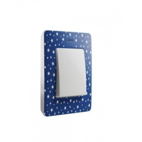 8200610-221 Рамка декоративная, 1 пост, Simon 82 Detail Original, индиго в белые звёзды-белый