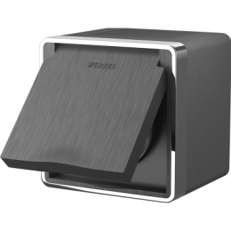 WL15-02-04 Розетка влагозащ. с зазем. с защит. крышкой и шторками Gallant (графит рифленый) Gallant Werkel a041401