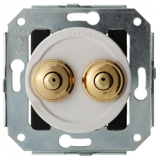 35343302 Двойная кнопка, 10A-250V, золото / белый Fontini 35343302 Двойная кнопка, 10A-250V, золото / белый Fontini
