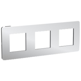NU280656 Рамка Unica Studio Metal Хром / Антрацит 3-постовая Schneider Electric