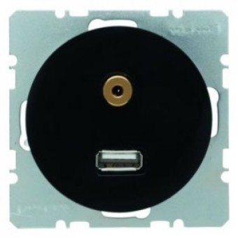 3315392045 Розетка USB/3,5 MM AUDIO, черная, с блеском R.1/R.3 Berker