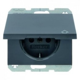 47517206 Штепсельная розетка SCHUKO с откидной крышкой цвет: антрацит, матовый K.1 Berker
