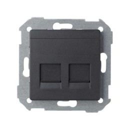 82009-38 Адаптер со шторками на 2 коннектора UTP (RJ45), SYSTIMAX, S82, S82N, S82 Detail, графит Simon
