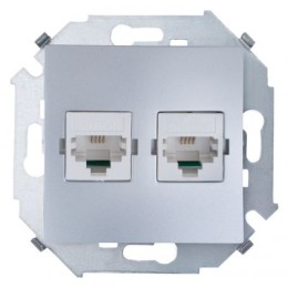 1591563-033 Розетка компьютерная RJ45 кат.6а (АМР, FTP), алюминий Simon 15