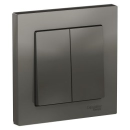 ATN000952 Atlasdesign 2-клавишный Выключатель, сх.5, 10АХ, в сборе, Сталь Schneider Electric