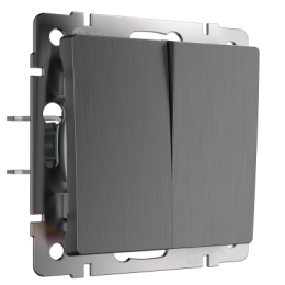 WL04-SW-2G Выключатель  двухклавишный (графит рифленый) Antik Werkel a046616