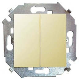 1591397-034 Выключатель двухклавишный проходной, 16А 250В, винтовой зажим, шампань Simon 15