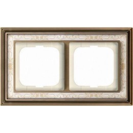1722-846-500 Рамка Dynasty Латунь античная белая роспись 2-постовая ABB