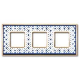 FD01343AZOB Рамка Vintage Porcelain Blue LYS / Золото 3-постовая Fede