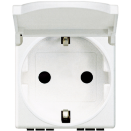 N4141PW LivingLight Розетка 2К+З с крышкой, белый Bticino