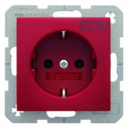 47431922 Штепсельная розетка SCHUKO с надписью цвет: красный, матовый S.1/B.1/B.3/B.7 Glas Berker