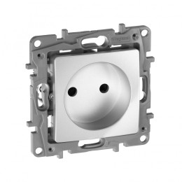 672434 Розетка 2К со шторками - немецкий стандарт - винтовые зажимы - 16 А - 250 В~ - Etika - алюминий Legrand