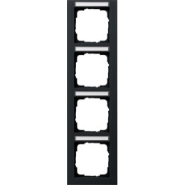 111409 Рамка установочная с полем для надписи E2 Черный матовый 4-постовая Gira