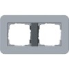 0212424	 Рамка с антрацитовой подложкой E3 Серо-голубой / Антрацит 2-постовая Gira