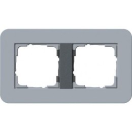 0212424	 Рамка с антрацитовой подложкой E3 Серо-голубой / Антрацит 2-постовая Gira
