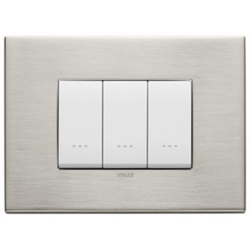 22653.11 Рамка Eikon EXE Никель матовый 3-модульная Vimar