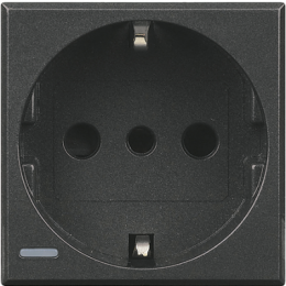 HS4140 Axolute Розетка 2К+З, 10/16 А с центральным и боковыми заземляющими контактами Schuko, с защитными шторками Bticino