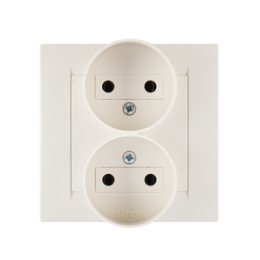 1590457-031 Розетка двойная без заземления, 16А 250В, винтовой зажим, слоновая кость Simon 15